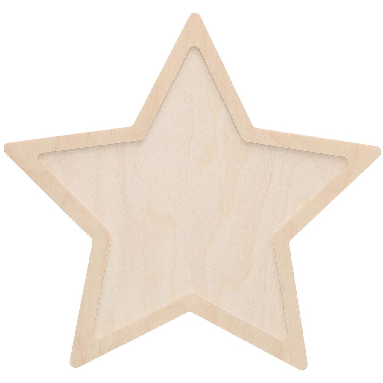 Welled Wood Surface, Star Shaped, 10" X 9.64", For Wooden Trays, Crafts And Decorations, Welled Center For Resin Design Or Paint - Decoupage, Engraving, Wood Burning